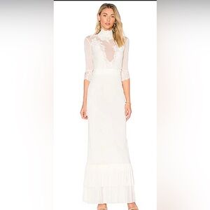 Hot as hell Take a Bow White Lace Maxi Dress